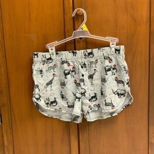 Wondershop 💯 cotton pajama shorts small 3in inseam animal graphic w/santa hat